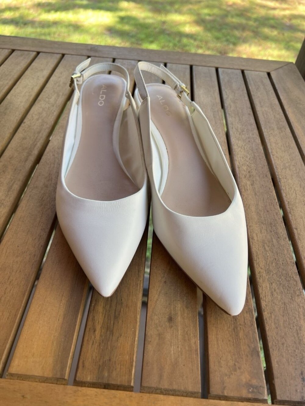 ALDO White Pointed Toe Slingback Kitten Heels Women’s 8.5